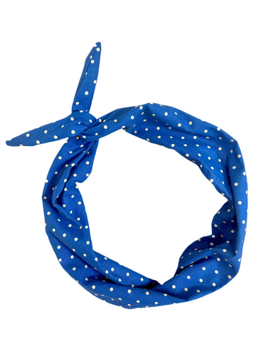 Tie Headband - Blue Polkadot