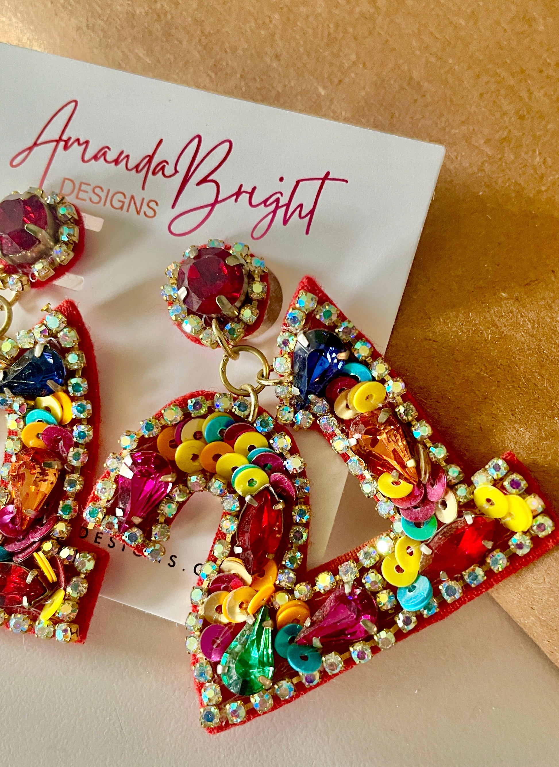 Amanda Bright Designs 21st birthday beaded earrings colorful