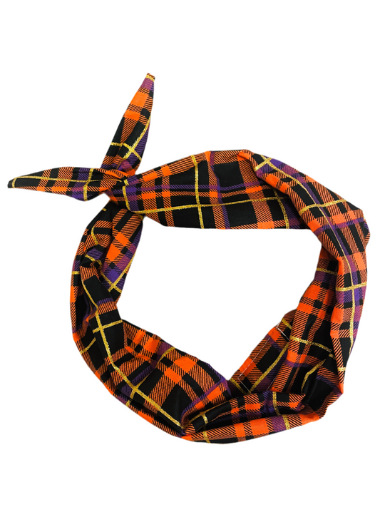 Tie Headband - Halloween Plaid