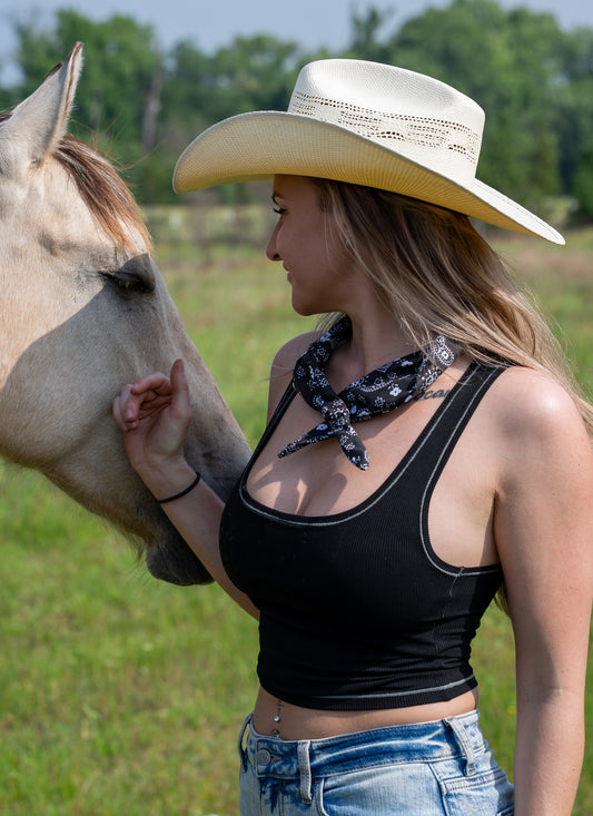 Amanda Bright Designs Black bandana print headband