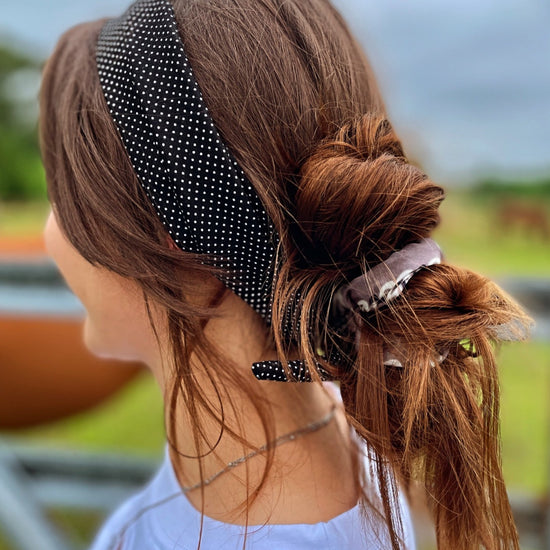 Amanda Bright Designs Black Swissdot The Original Tie Headband 