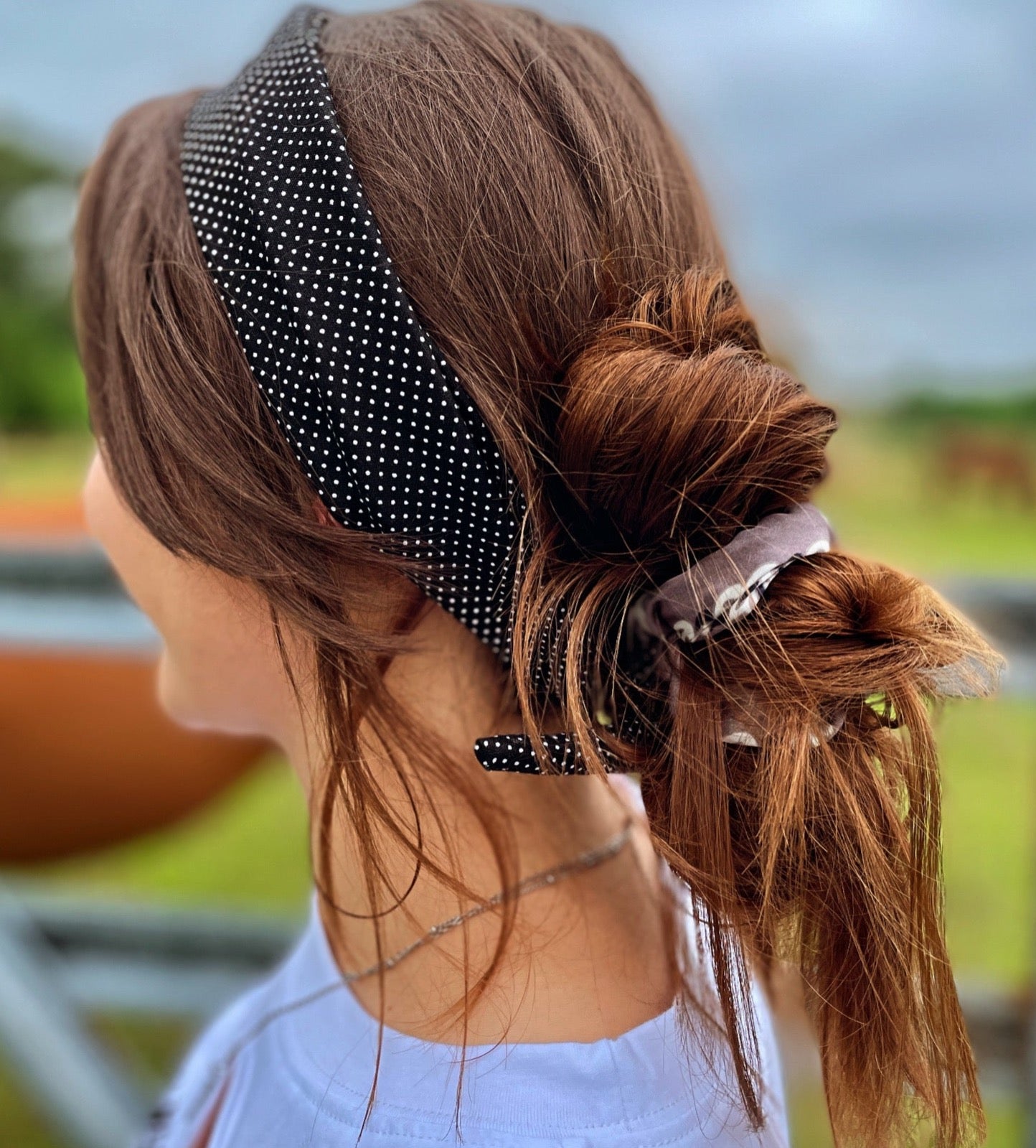 Amanda Bright Designs Black Swissdot The Original Tie Headband 