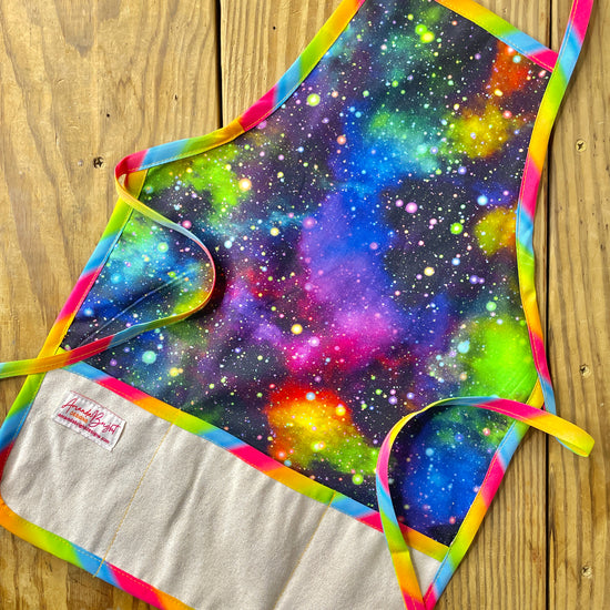 Amanda Bright Designs Children's Cosmos Apron Galaxy Stargazing Intergalactic multicolor Space Travel
