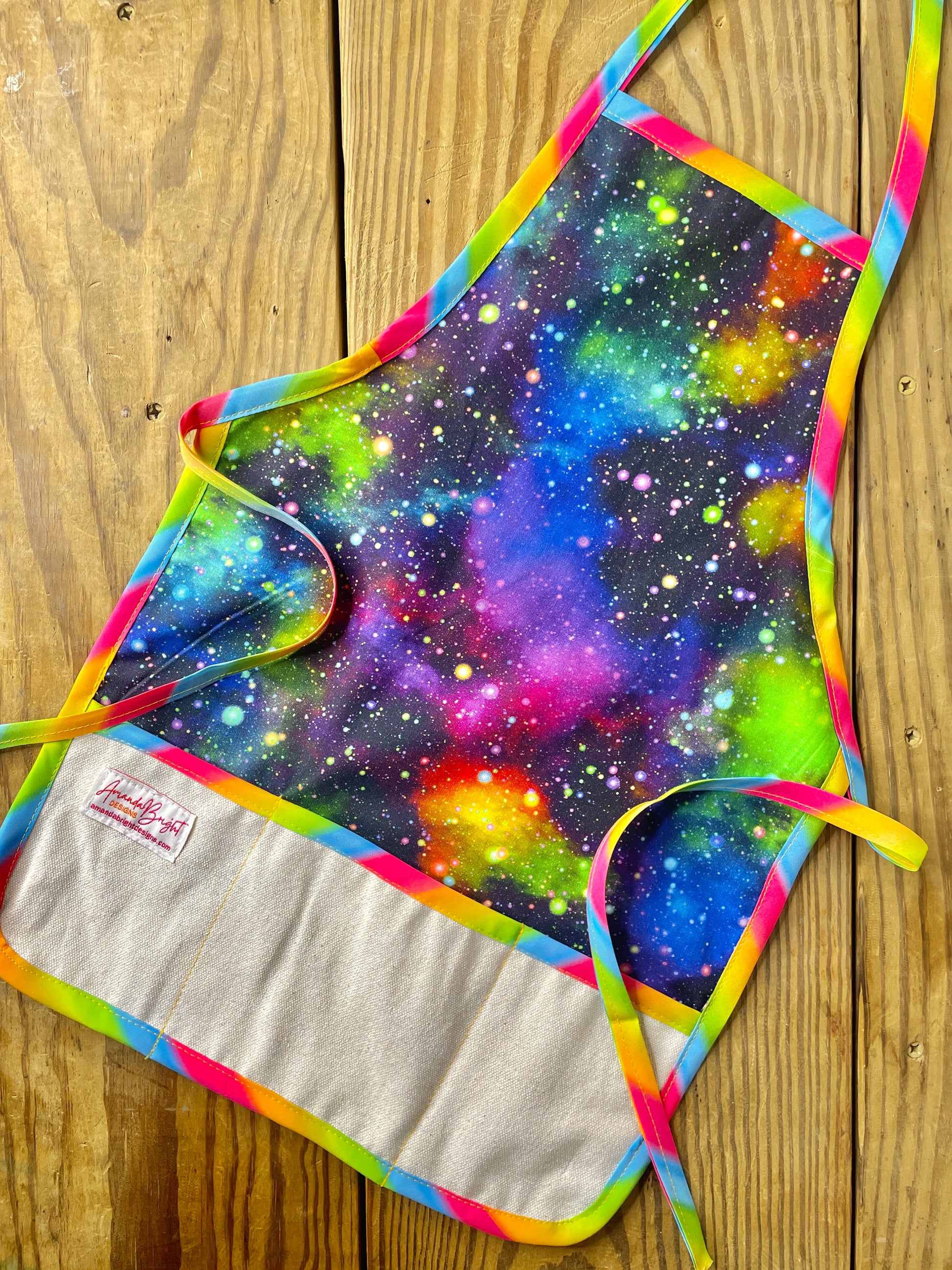 Amanda Bright Designs Children's Cosmos Apron Galaxy Stargazing Intergalactic multicolor Space Travel