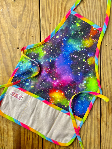 Amanda Bright Designs Children's Cosmos Apron Galaxy Stargazing Intergalactic multicolor Space Travel