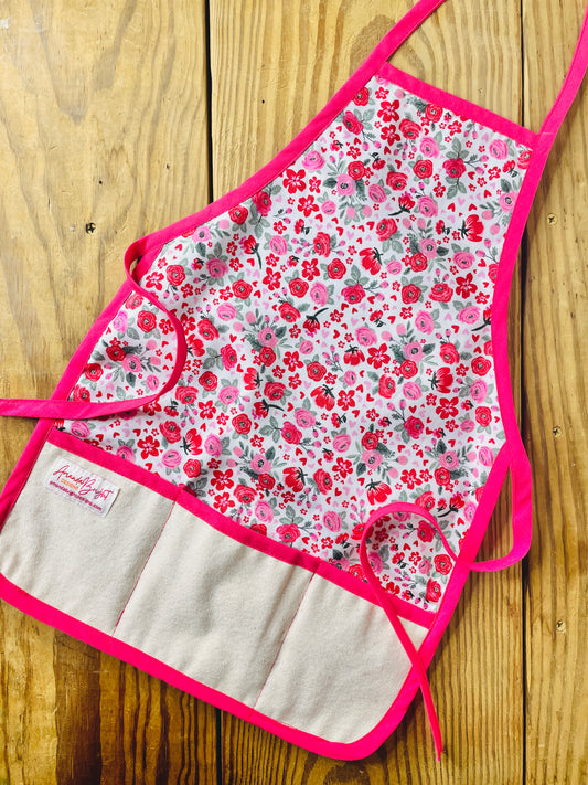 Amanda Bright Designs mini roses pink children's apron southern charm Tyler texas rose festival