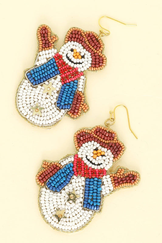 Cowboy Snowman Seed Bead Earrings