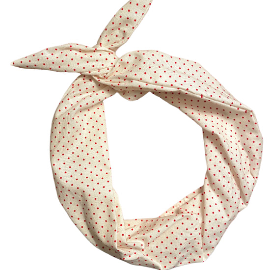 Amanda Bright Designs Cream with Red Swiss Dot Original Tie Headband