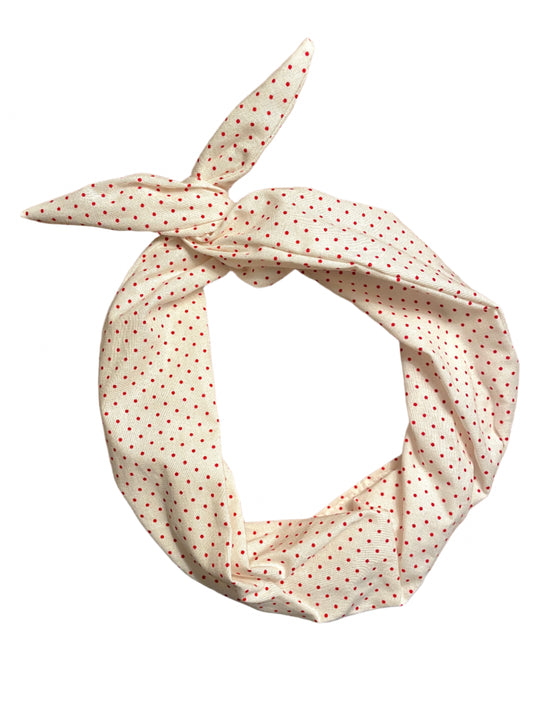 Amanda Bright Designs Cream with Red Swiss Dot Original Tie Headband