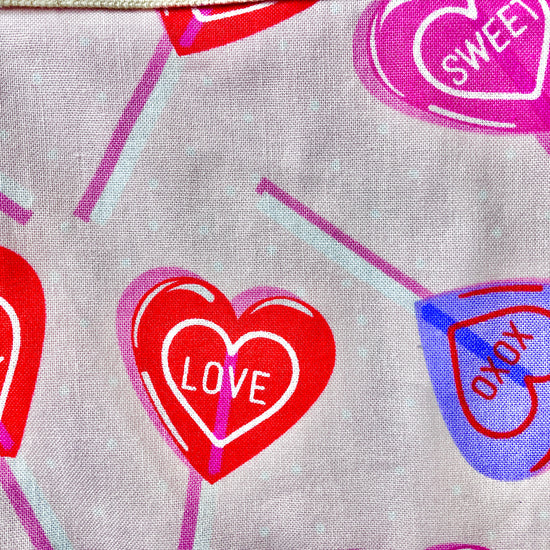 Amanda Bright Designs Darling Cotton Pink Apron red pink purple heart lollipop Fabric for valentines sweetheart love baking cooking