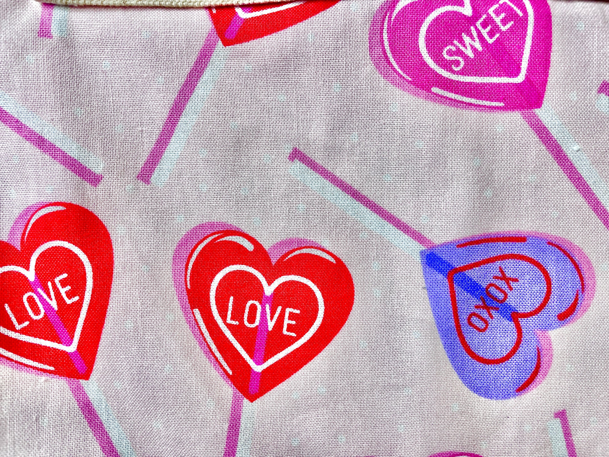Amanda Bright Designs Darling Cotton Pink Apron red pink purple heart lollipop Fabric for valentines sweetheart love baking cooking