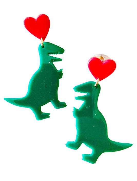 Amanda Bright Designs dinosaur heart earrings