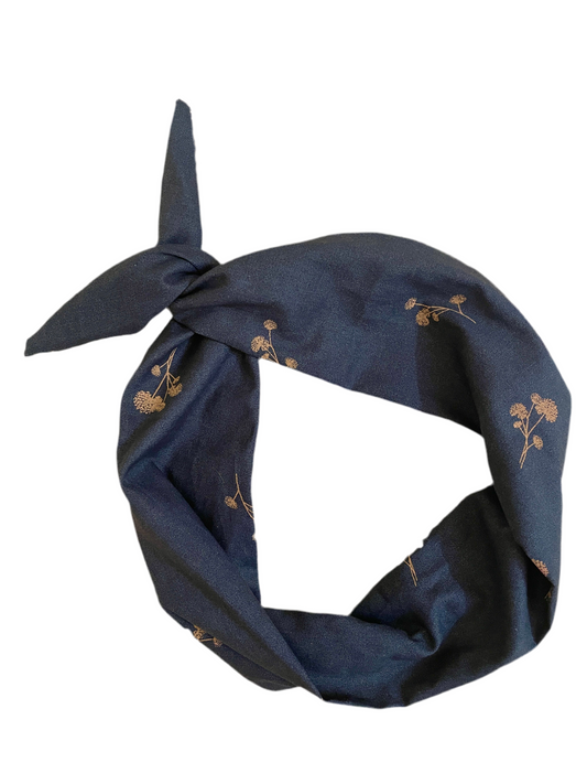 Tie Headband - Navy Blue Floral