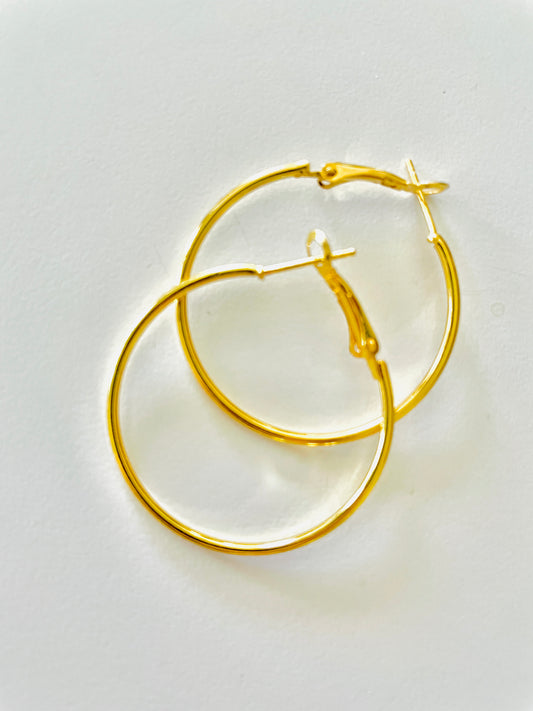 18K Gold Plated 35mm Hoop Earrings
