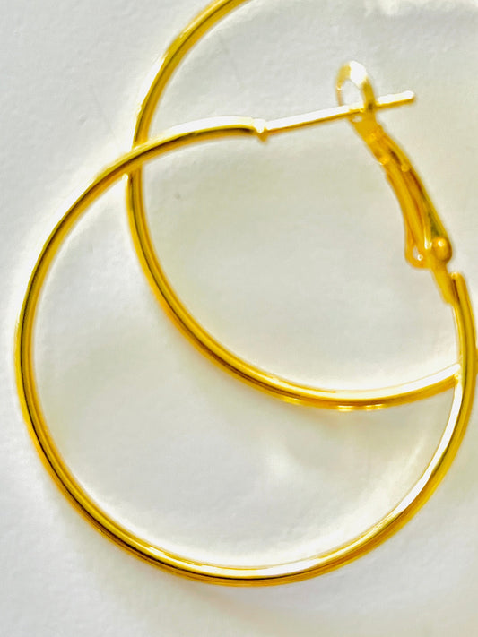 18K Gold Plated 35mm Hoop Earrings
