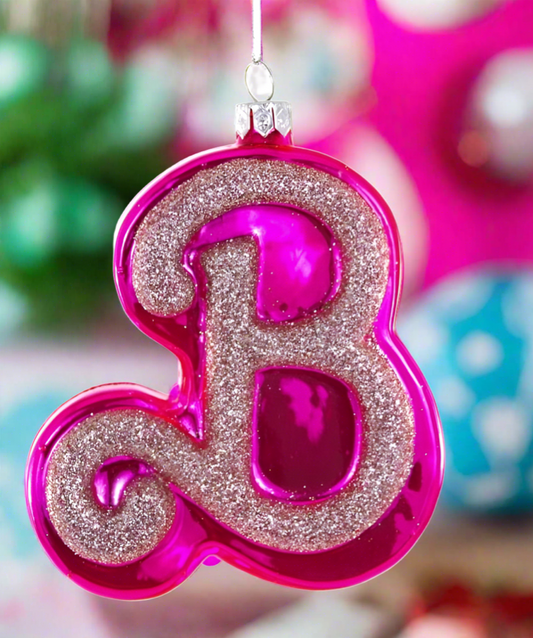 Pink glittery letter 'B' ornament by Cody Foster