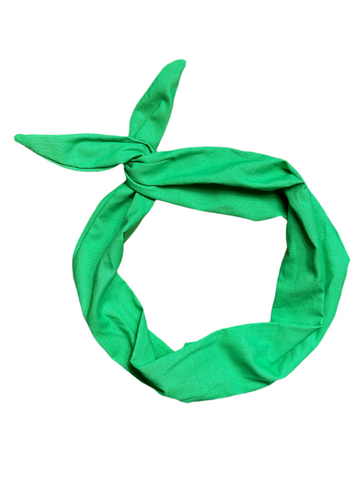 A solid kelly green tie headband made of cotton fabric for christmas holidays summer st. Patricks day
