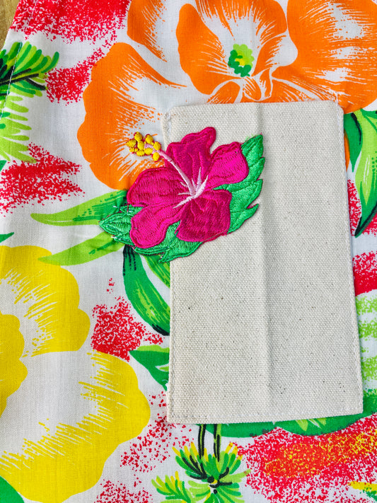 Amanda Bright Designs Hawaiian vintage 1970s print fabric apron vintage