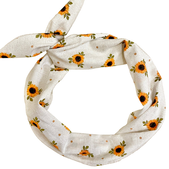 Amanda Bright Designs The Original Tie Headband Mini Sunflowers Fabric Headband