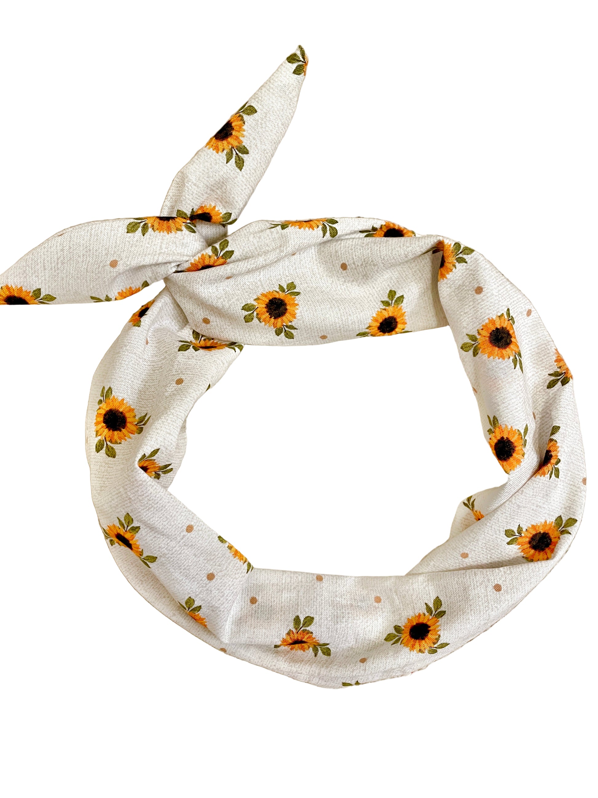 Amanda Bright Designs The Original Tie Headband Mini Sunflowers Fabric Headband