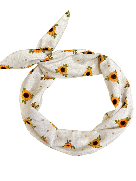 Amanda Bright Designs The Original Tie Headband Mini Sunflowers Fabric Headband