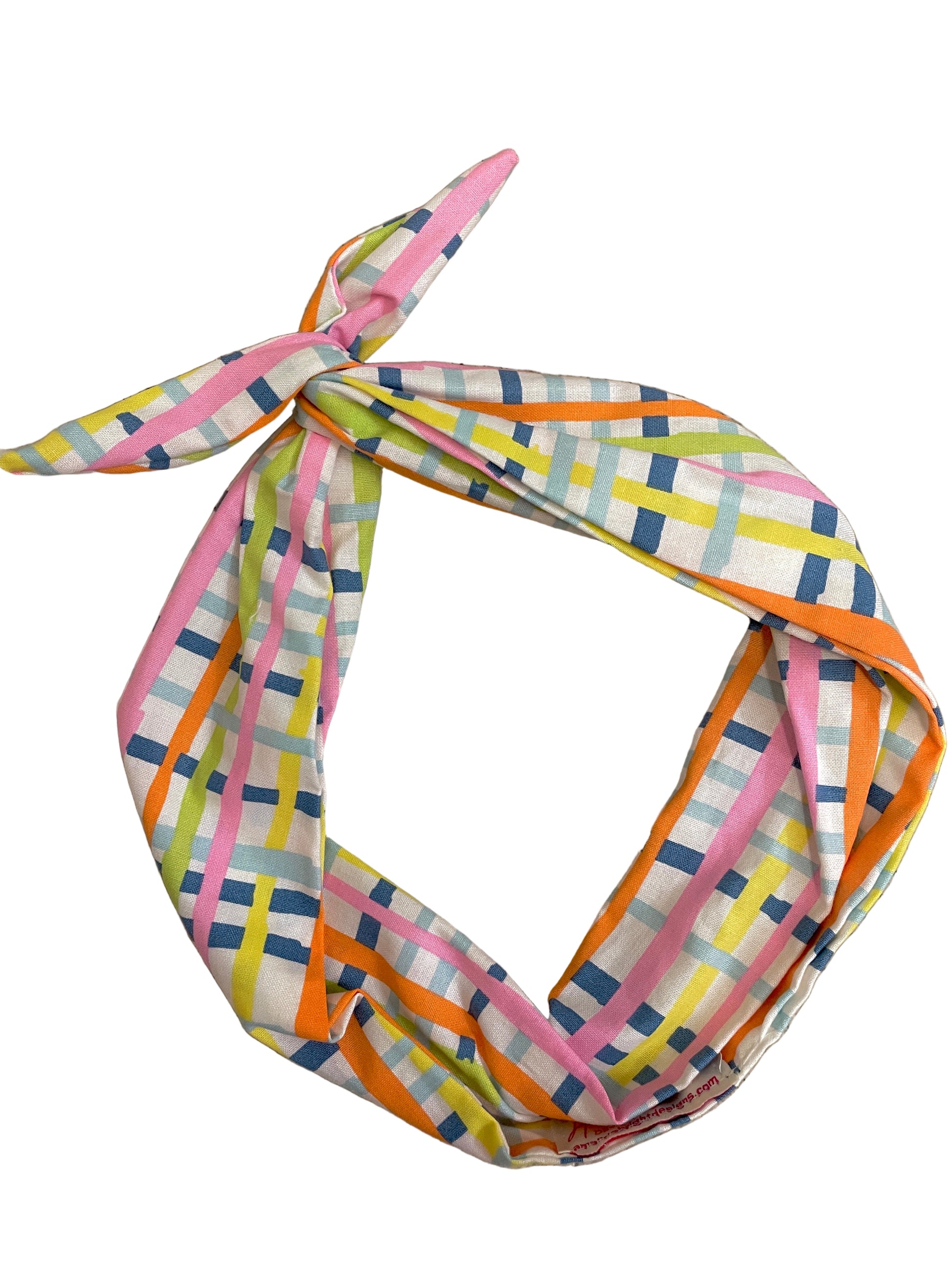 original tie headband Amanda Bright Designs pastel plaid headband for women