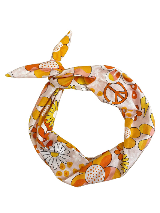 Amanda Bright Designs Original Tie Headband Peace Out Peace Symbols Flower Power Fabric for women
