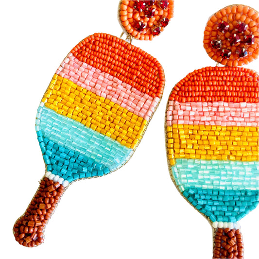Pickleball Seed Bead Earrings