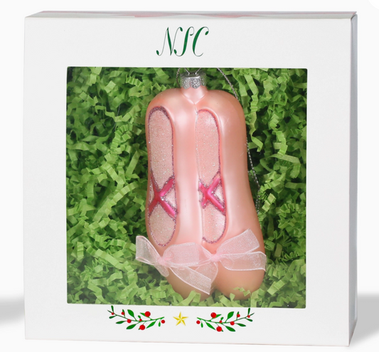 Ballerina Slippers Glass Ornament