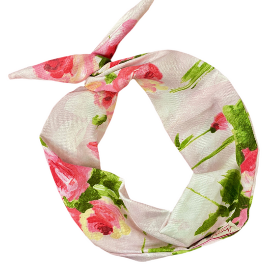 Amanda Bright Designs Pink Roses Watercolor Painting Impressionist Style Headband