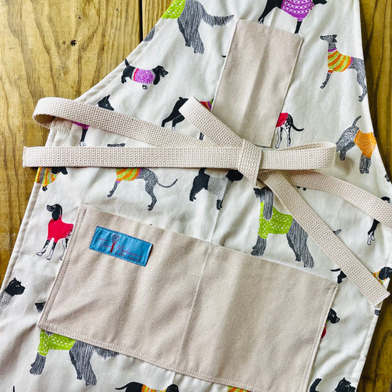 various hounds dog breeds in sweaters apron Amanda Bright Designs