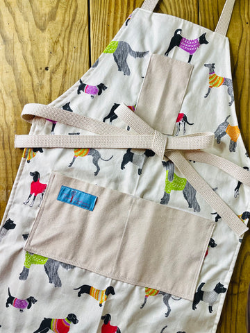 various hounds dog breeds in sweaters apron Amanda Bright Designs