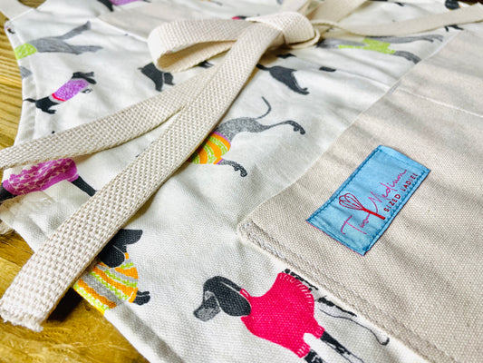 various hounds dog breeds in sweaters apron Amanda Bright Designs