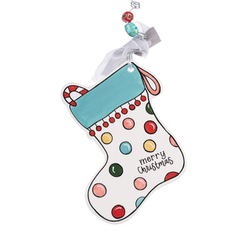Stocking with Polka Dots Flat Ornament