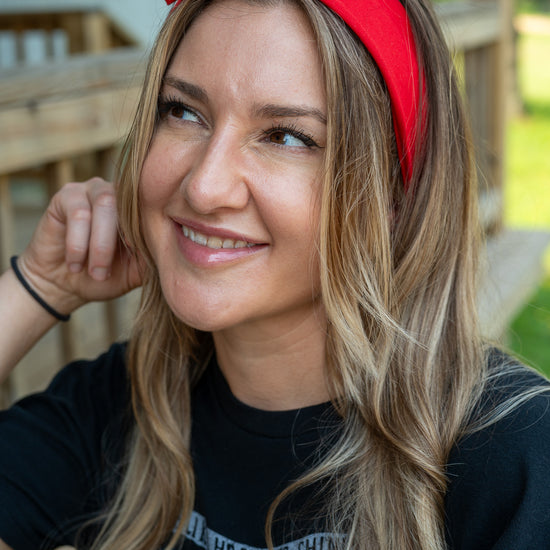 Amanda Bright Designs The Original Tie Headband Red Cotton Fabric Holiday Christmas Summer Fall Winter