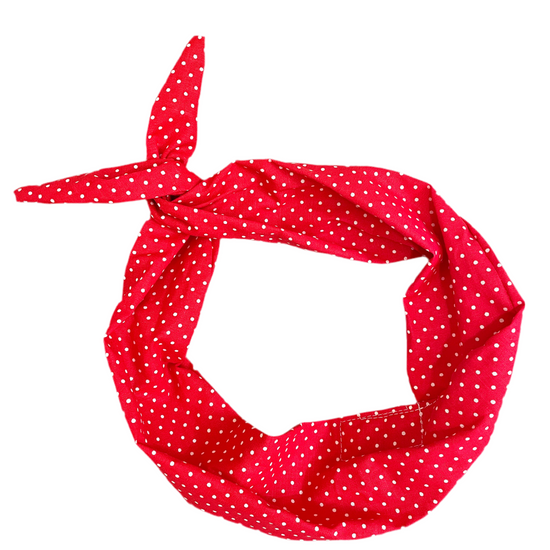 rosie the riveter red polkadot headband for women by Amanda Bright Designs