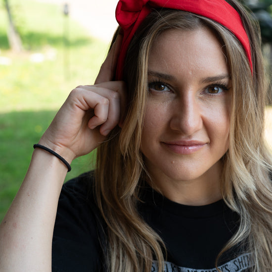 Amanda Bright Designs The Original Tie Headband Red Cotton Fabric Holiday Christmas Summer Fall Winter