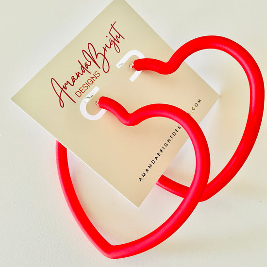 Amanda bright designs red heart hoop earrings