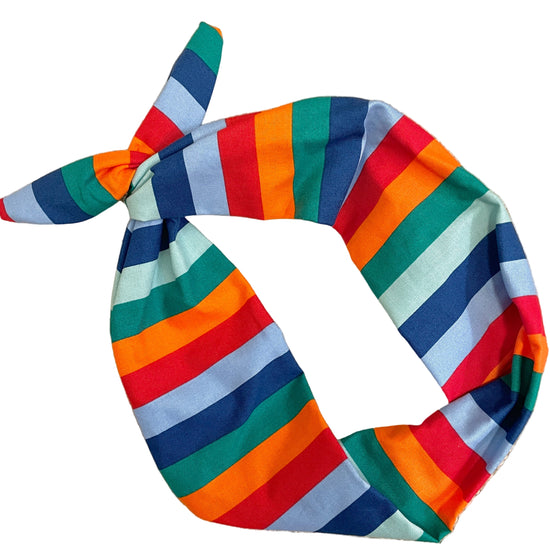 Colorful Original Tie Headband Amanda Bright Designs Roman Stripes in bold hues