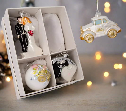 Noble Gems™ Wedding Boxed Glass Ornaments, 4-Piece Box Set
