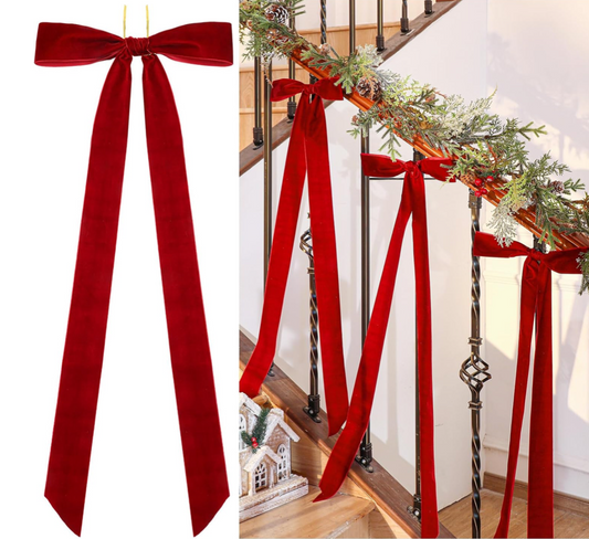 Velvet Bows and Ribbon Decor, Set of 6