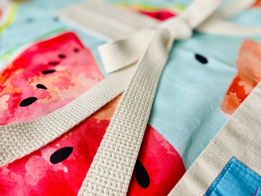 Shelby Apron seeded watermelons with the rind