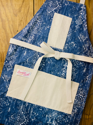 Amanda Bright Designs Sierra Apron southwest batik print blue denim western