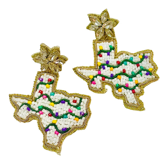 Amanda Bright Designs Texas lights 14k gold plated state of Texas earrings