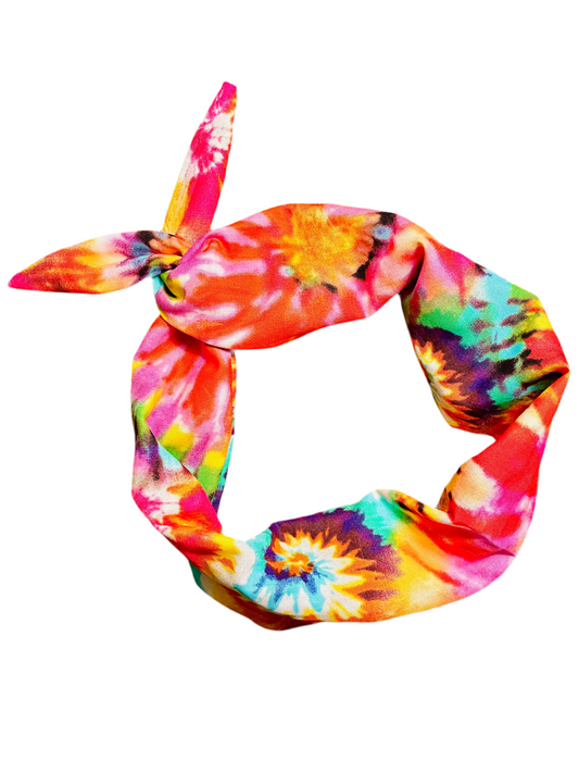 Amanda Bright Designs Tie Dye Headband multicolor hippie 60s style