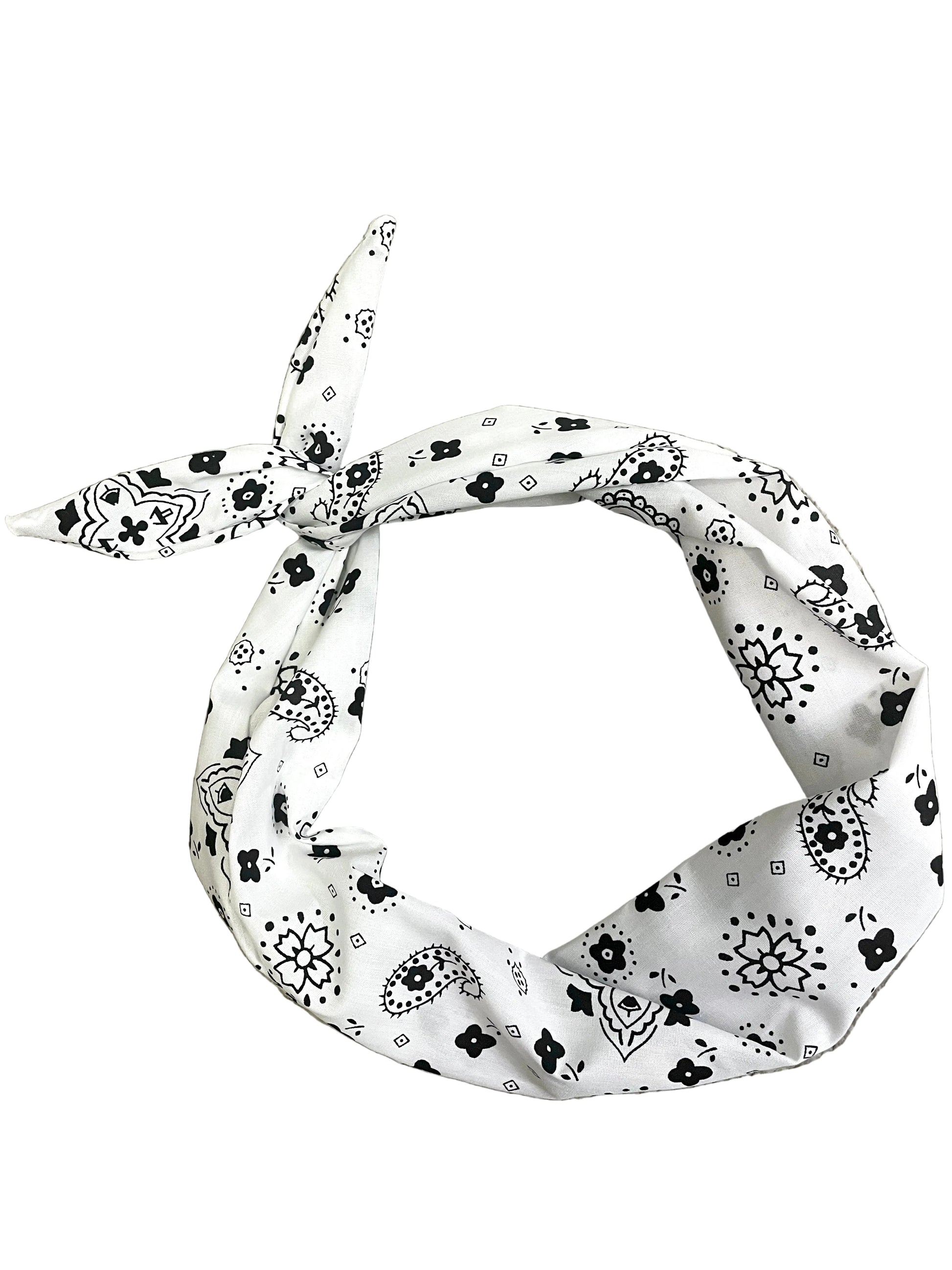 Amanda Bright Designs White Headband Original Tie Headband paisley western