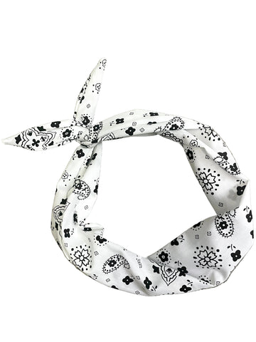Amanda Bright Designs White Headband Original Tie Headband paisley western