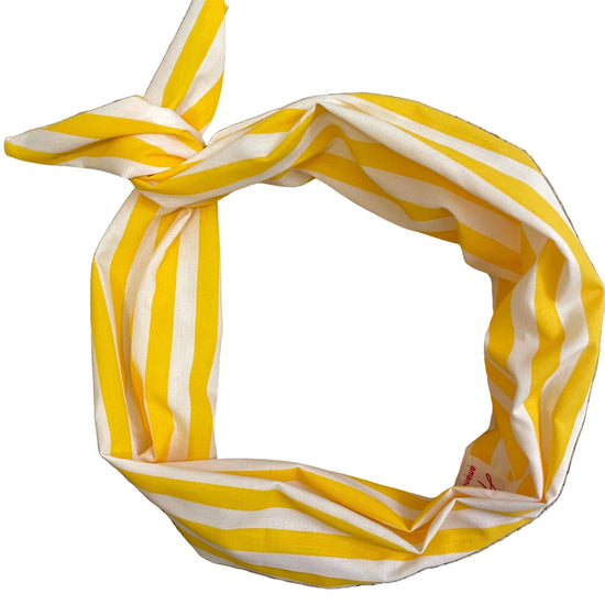 Amanda Bright Designs Summer vacation yellow and white striped headband