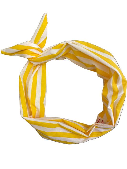 Amanda Bright Designs Summer vacation yellow and white striped headband