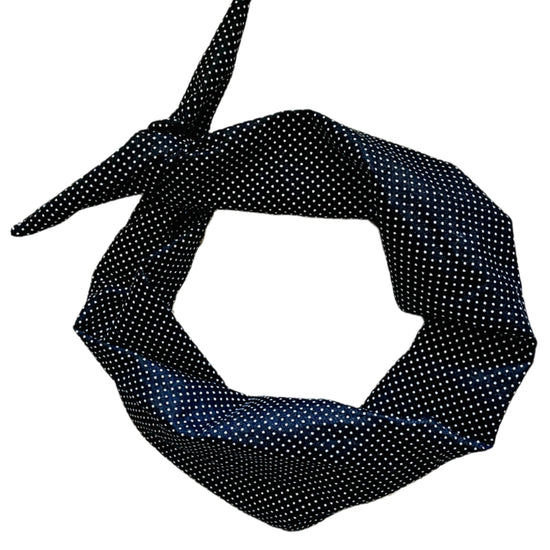 Amanda Bright Designs The Original Tie Headband Black Swissdot Pattern